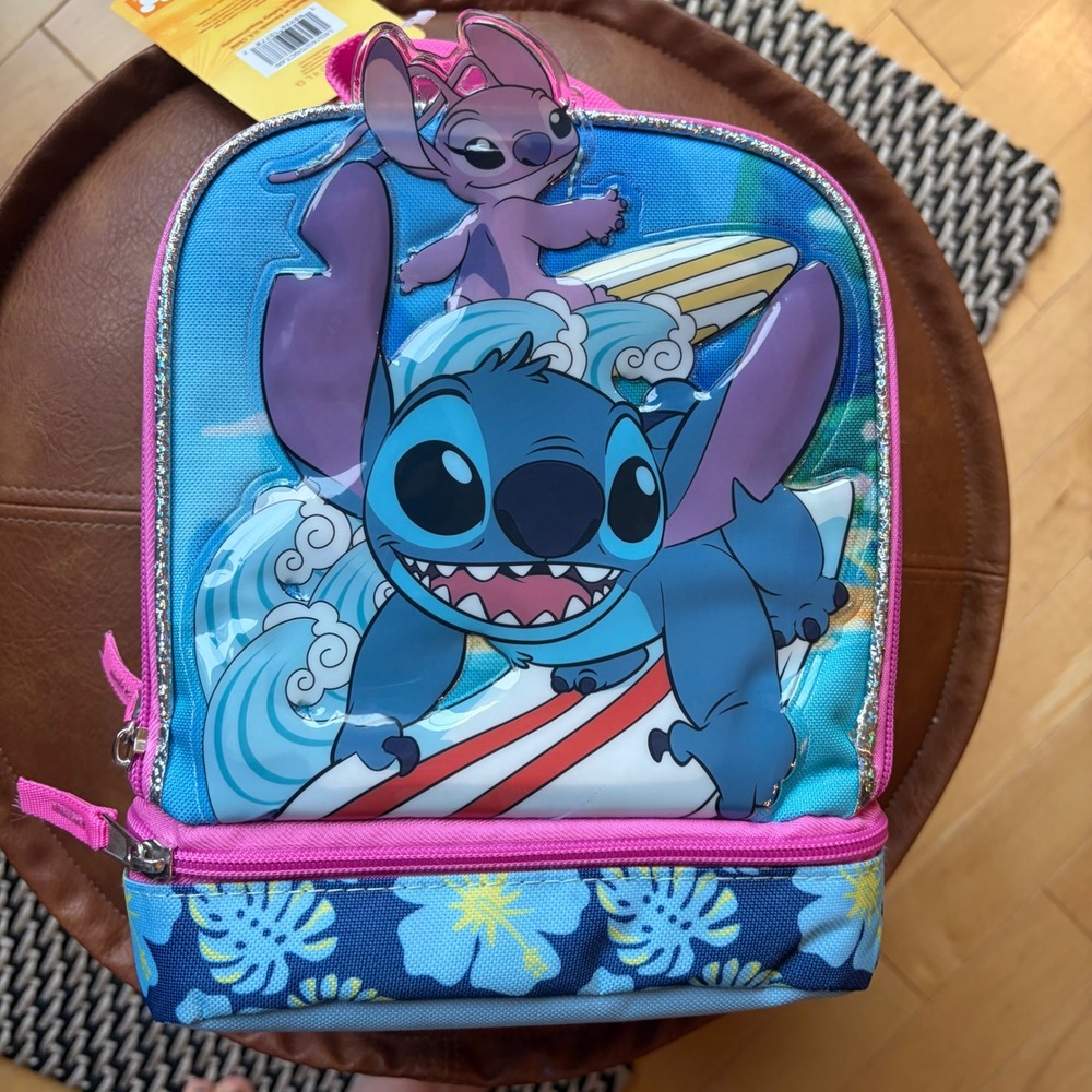 Disney Lilo & Stitch Surfing Dual Compartment Insulated Lunch Bag Bioworld NEW